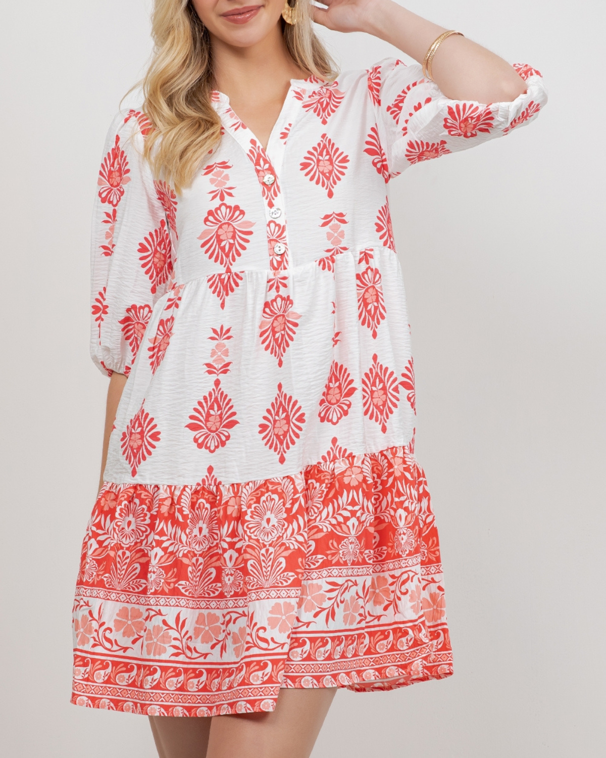 Winslow Soft Bloom Babydoll Button Front Dress - Y313850D24