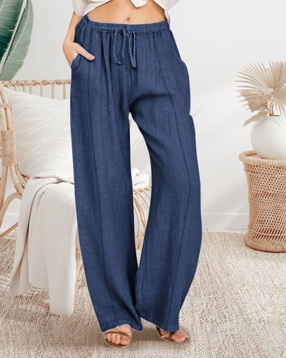 Sheer Trend Plus Size Loose-Fit Plus Size Solid Casual Pants -  6125409