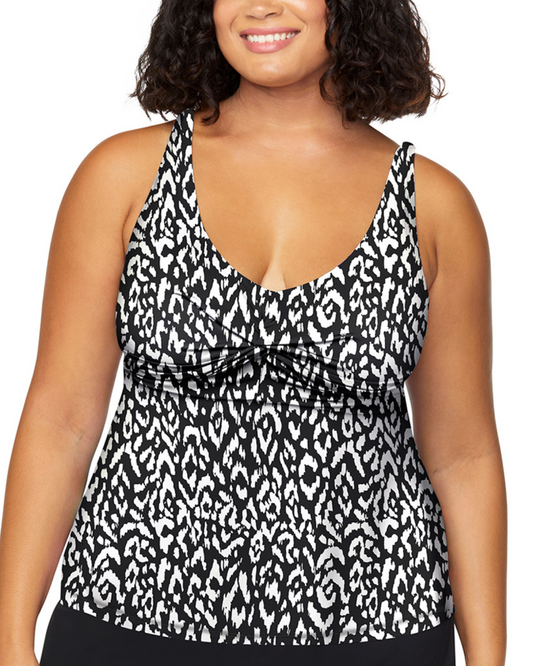 Leilani Plus Zanzibar V-Front Tankini Top - N850733