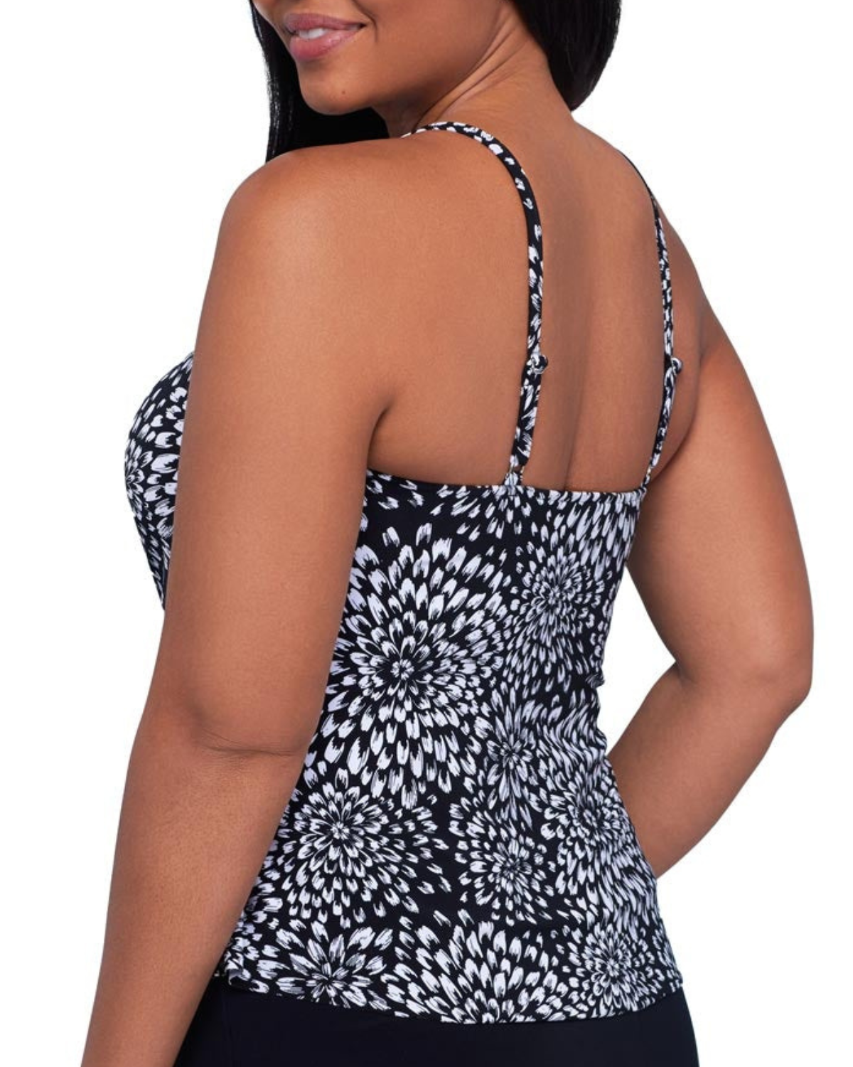 Trimshaper Noir Blooms Ronnie Tankini Top - 6551022