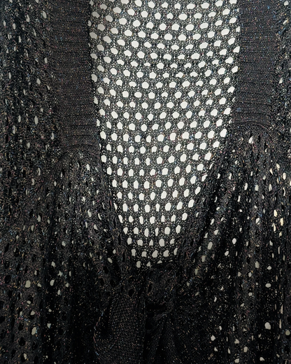 JC Sunny Eyele Open Knit Metallic Cardigan with Front Tie - JC063344