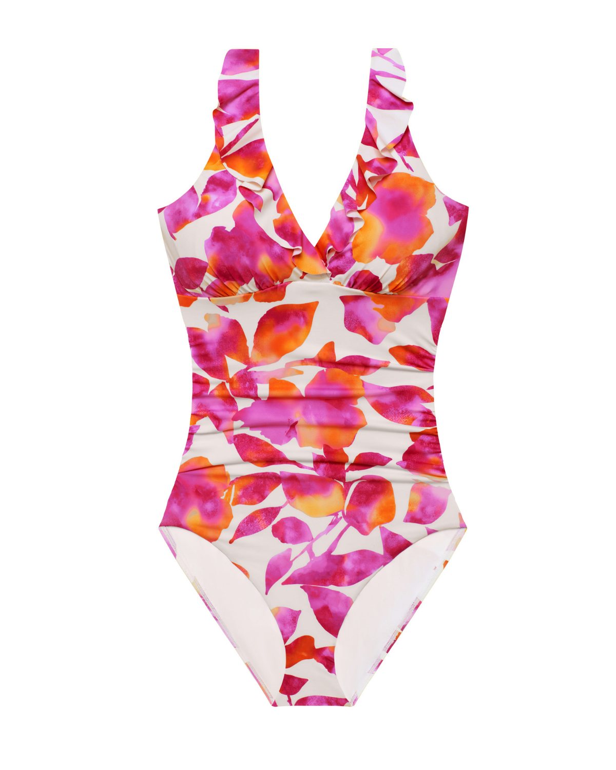 Lauren Ralph Lauren Bougainvillea Floral Ruffle Surplice One Piece - 20642010