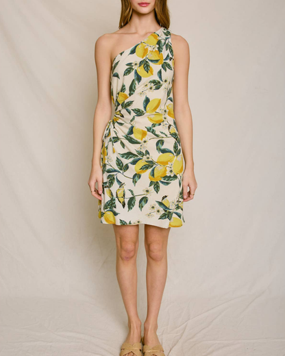 Dress Forum Vintage Lemonade One Shoulder Ruched Mini Dress - FD11954