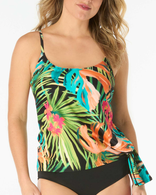 Coco Reef Stella Side Tie Bra Sized Underwire Tankini Top - U8G467