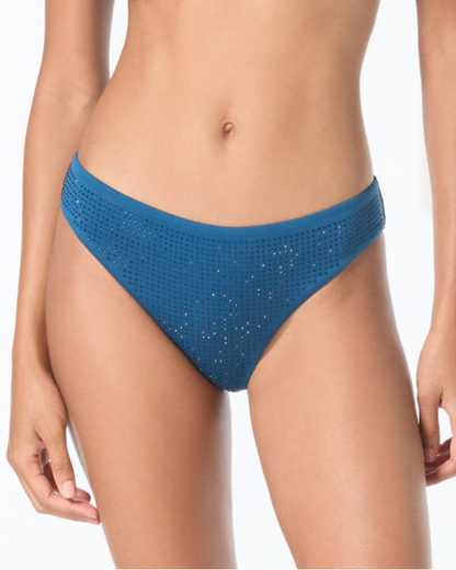 Michael Kors Rhinestone Stud Solids Classic Bikini Bottom - MM17498