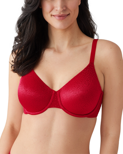 Women's red soft cup underwire bra.