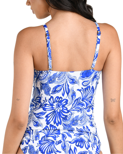 La Blanca Botanical Brocade High Neck Keyhole Tankini Top - LB6CC77