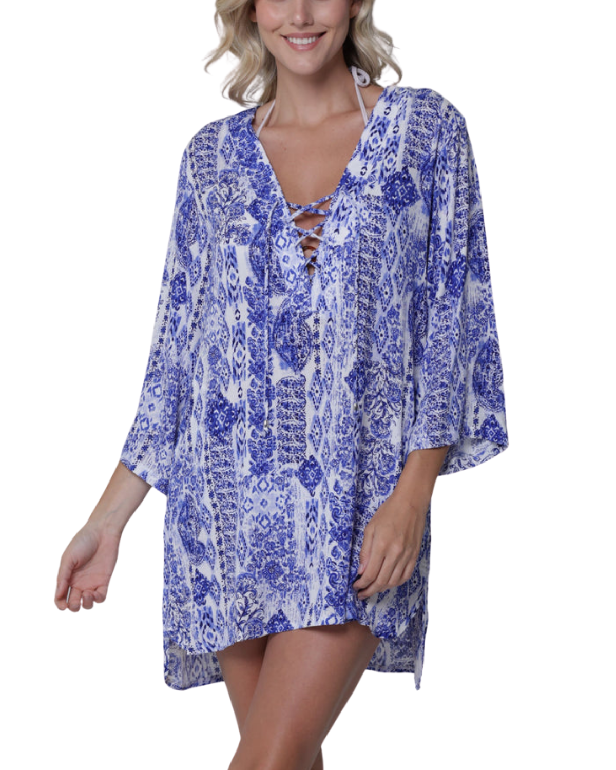 2025 J Valdi Batik Lace Neck Big Shirt - J18655