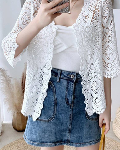 Soli Echo Floral Lace Open Front Cardigan (More Colors Available) - SE26JYY289
