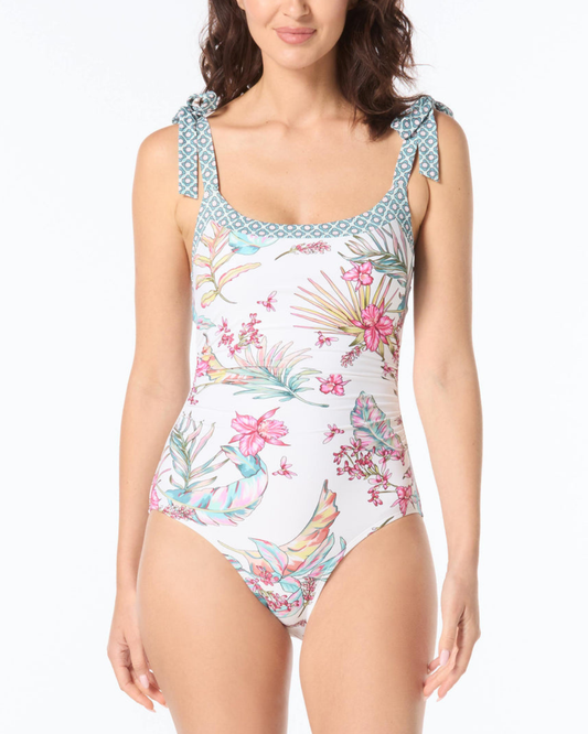 Beach House Endless Summer Brooke Scoop Neck Underwire Shoulder Tie One Piece Swimsuit- H3k734