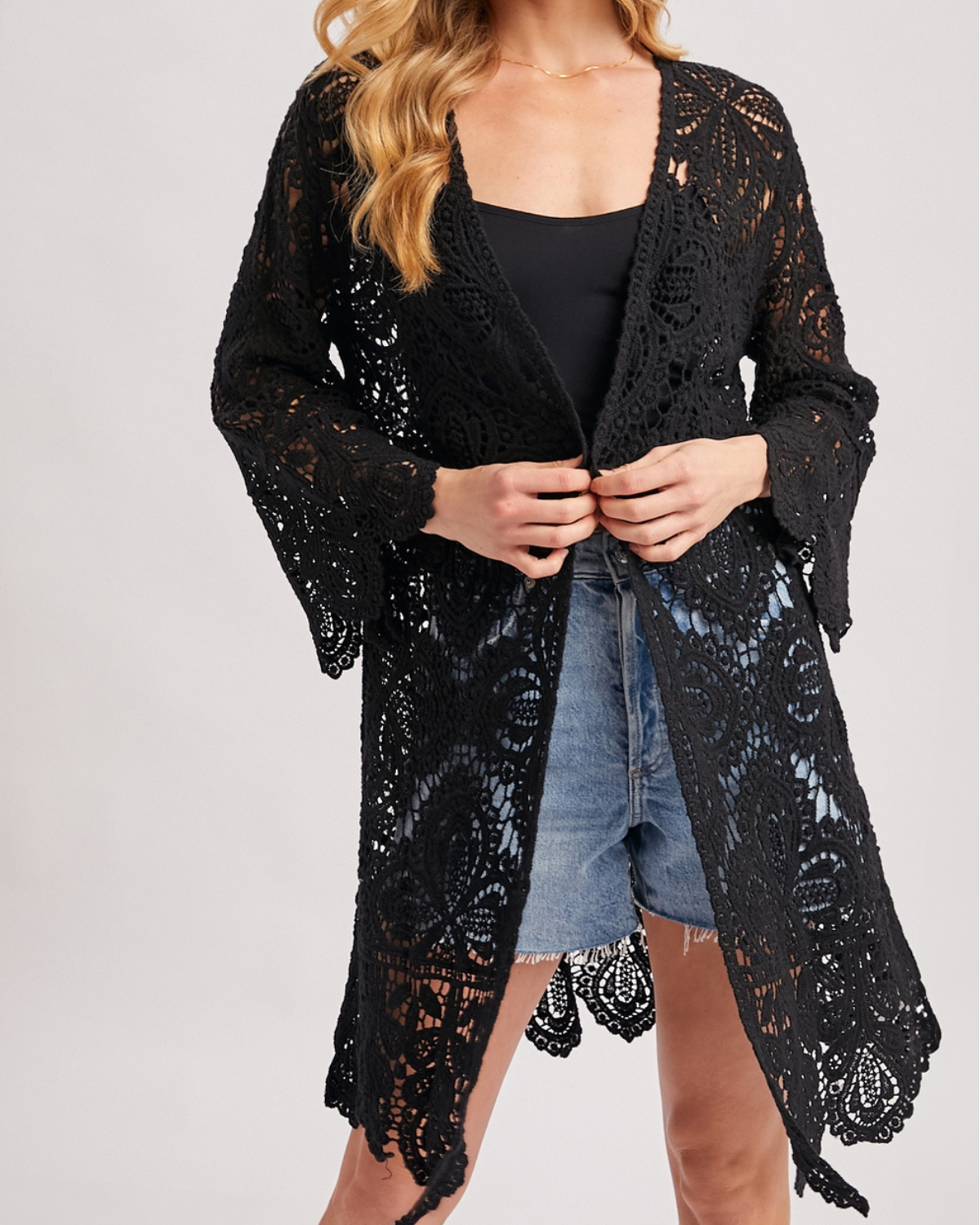 BluIvy Crochet Open Front Bell Sleeved Cardigan (More Colors Available) - C01990