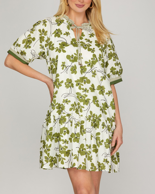 Sung Light Clothing Floral Printed Mini Dress - LVE2333