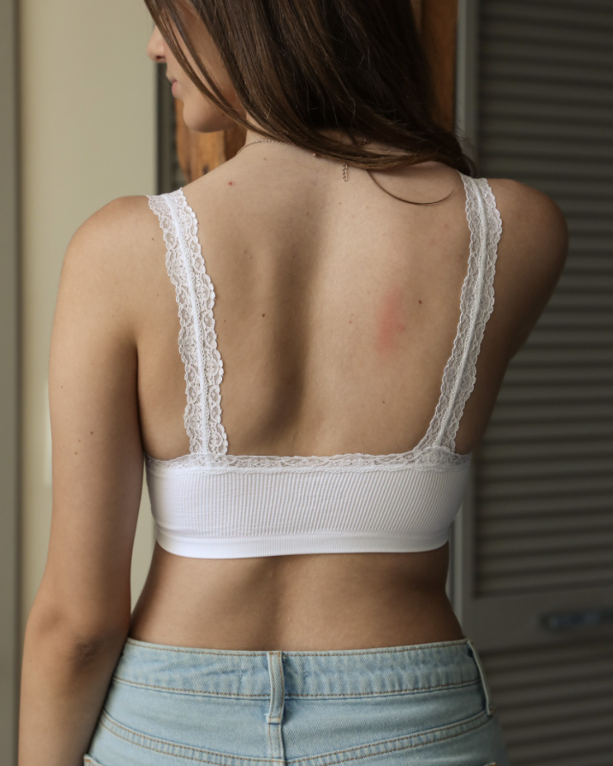 Leto Ribbed Crop Tank Lace Strap Bralette (More Colors Available) - YL-5530