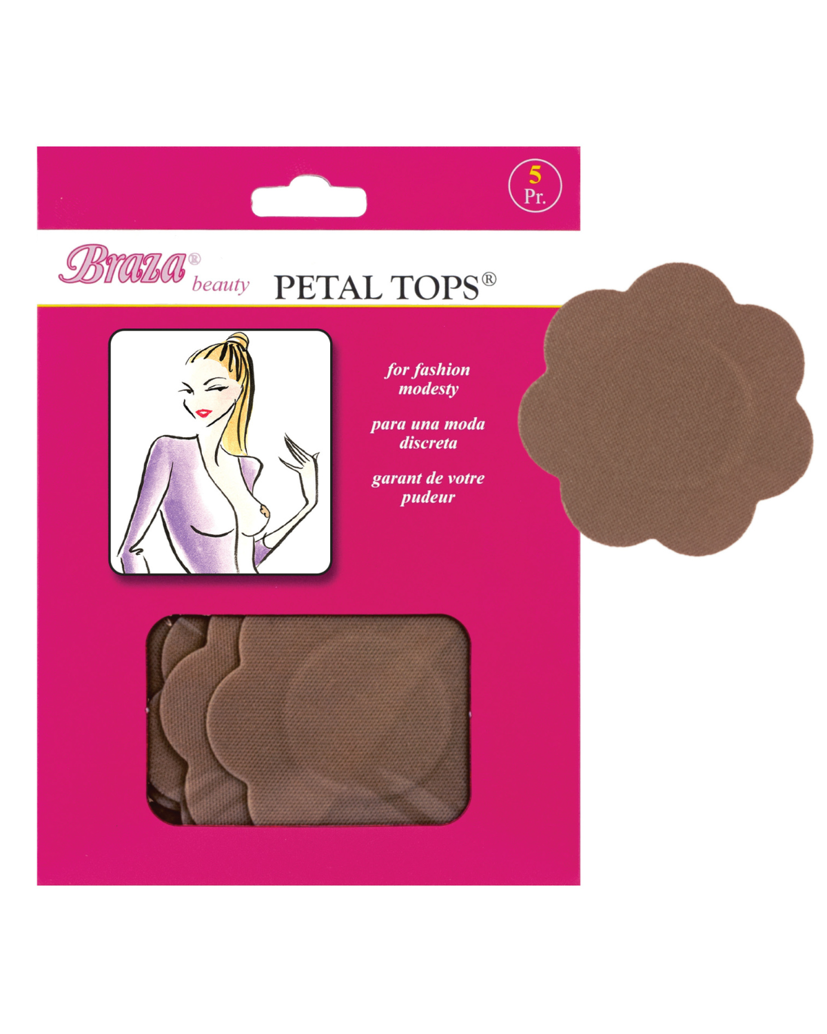 Braza Disposable Petal Top Nipple Covers - 5 Pairs - Cocoa - 11401