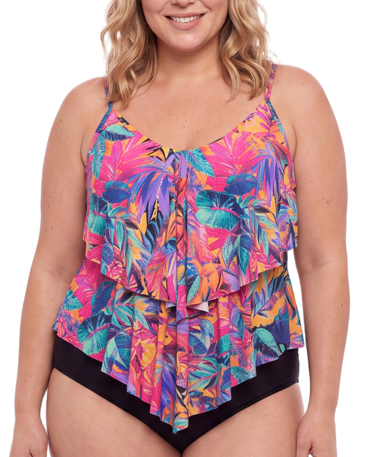 Trimshaper Plus Paradise Palm Ronnie Tankini Top - 6556503W