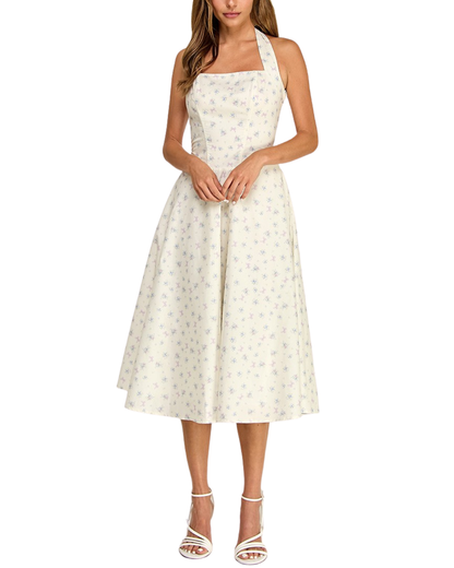 Blush BJ Floral Print Halter Neck Midi Dress - D5789-1
