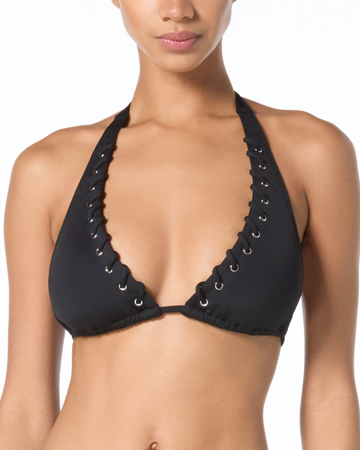 Michael Kors Laced Grommet Halter String Bikini Top - MM04912