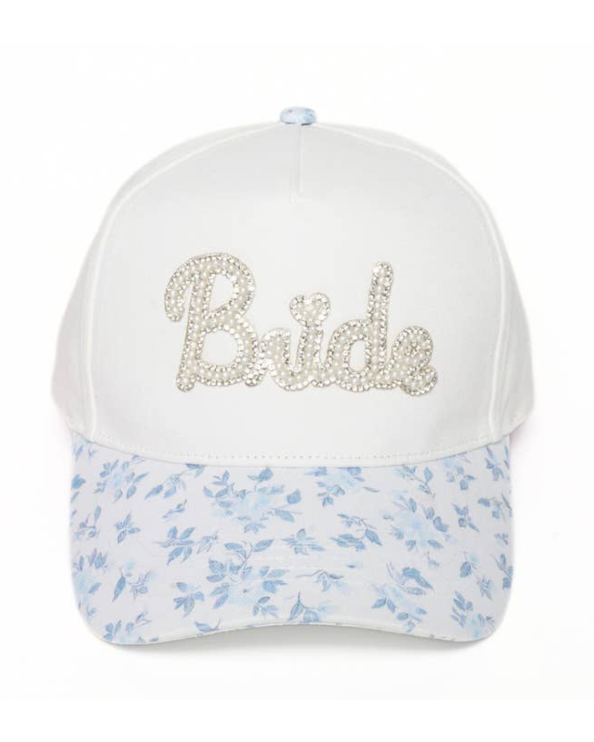 David and Young Bride Pearl Floral Print Brim Patch 5 Panel Cap - LCAP6798