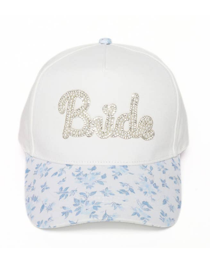 David and Young Bride Pearl Floral Print Brim Patch 5 Panel Cap - LCAP6798