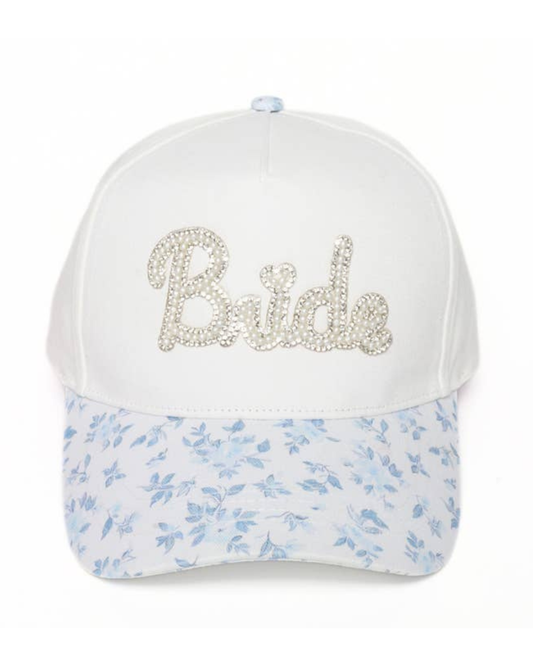 David and Young Bride Pearl Floral Print Brim Patch 5 Panel Cap - LCAP6798