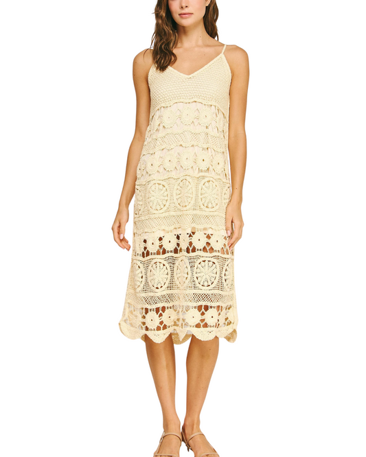 Strut & Bolt Crochet Midi Dress- Dk-4886-H