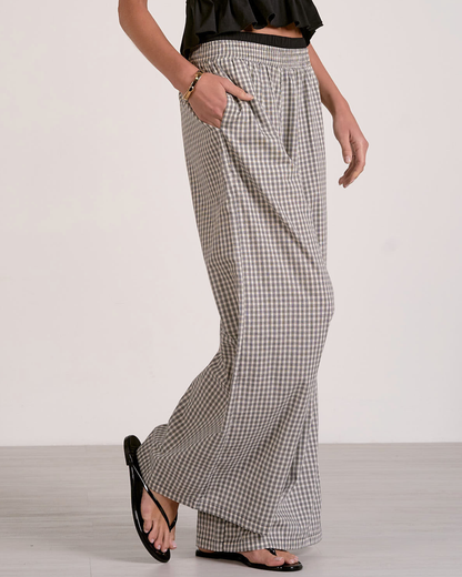 Elan Gingham Wide Leg Pant - Plp2769