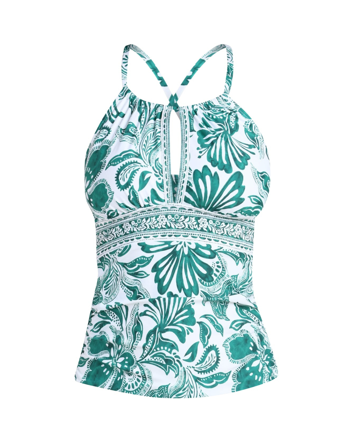La Blanca Botanical Brocade High Neck Keyhole Tankini Top (More Colors Available) - LB6CC77