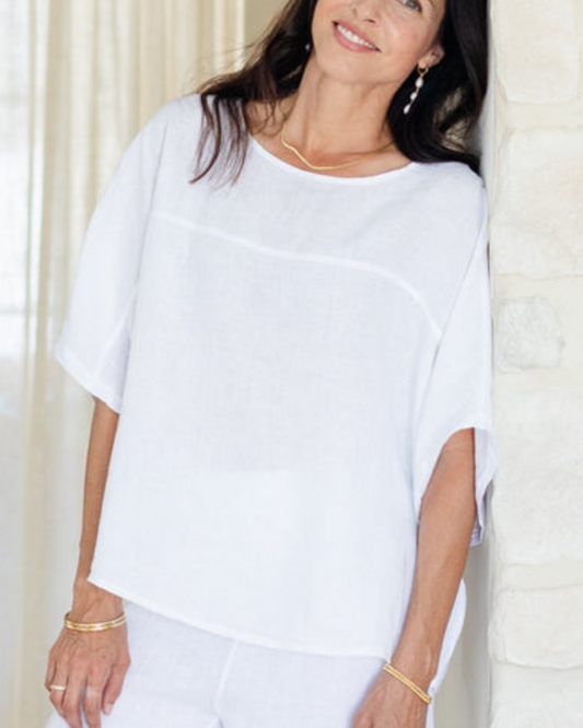 Splendid Iris Linen Wide Mid Sleeve Top - 21-233