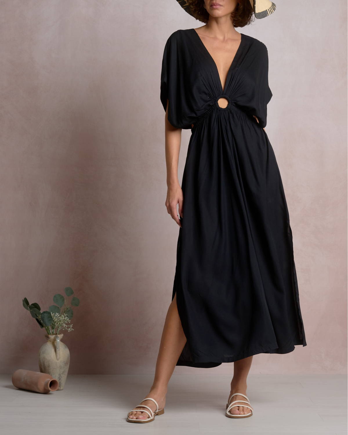 Elan Short Sleeve Maxi Ring Dress - RY50175
