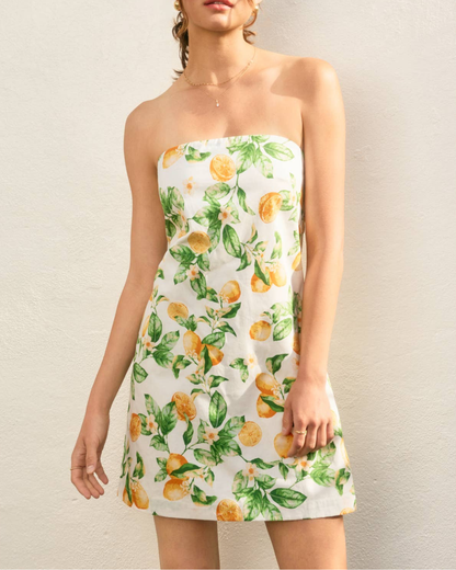 Dress Forum Lemon Strapless Tie Back Mini Dress - Fd12562-P2067