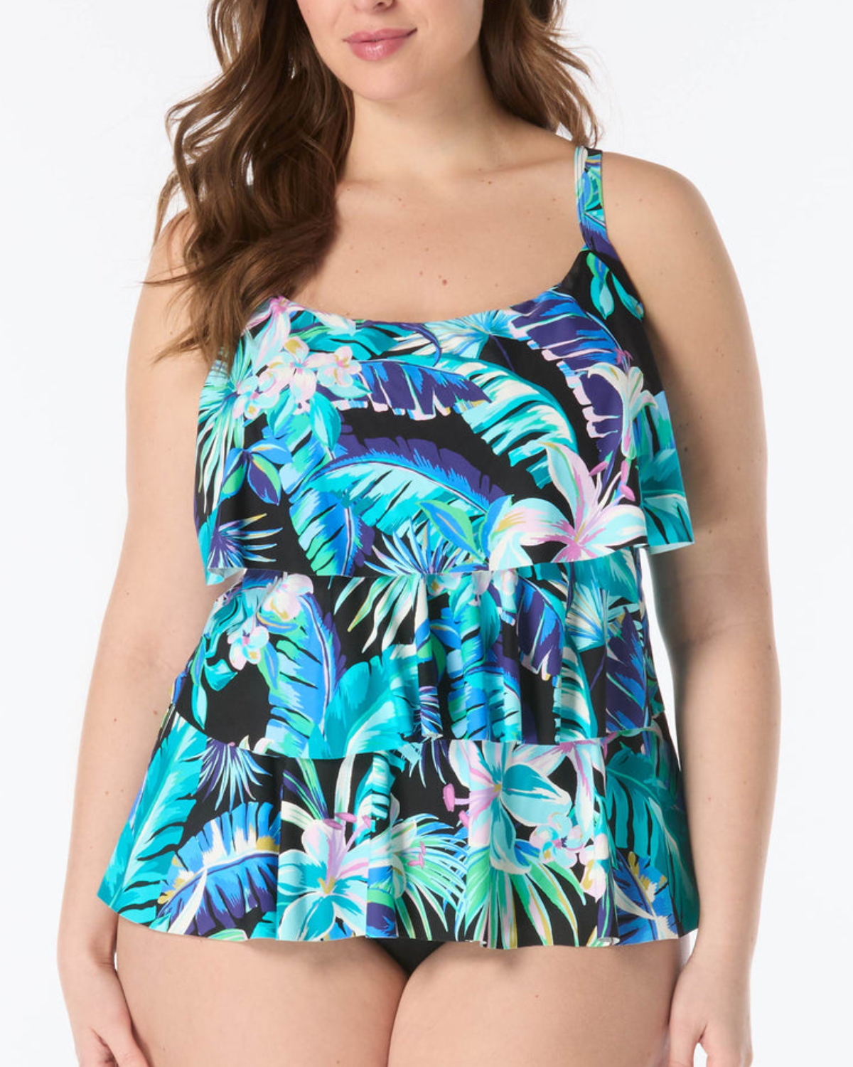 Beach House Women's Plus Island Rhythm Jane Ruffle Tiered Tankini Top - HW8N096