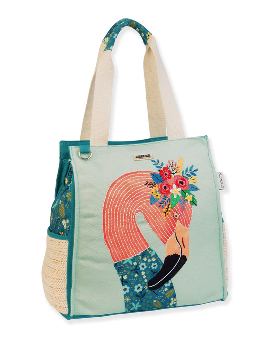Sun N Sand Mia Charro Flamingo Jewel Shoulder Tote - JB180