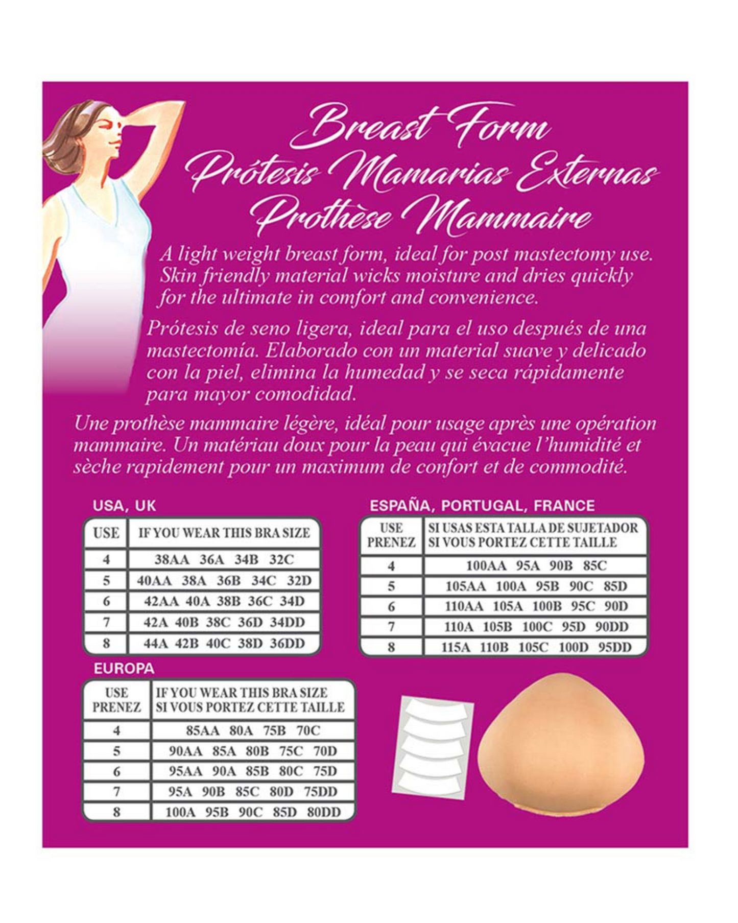 Braza Classic Breast Form - Size 8 (44A, 42B, 40C, 38D, 36DD) - 20158