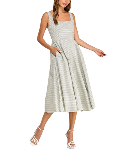 Blush BJ Gingham Square Neck Midi Dress - D5609-1