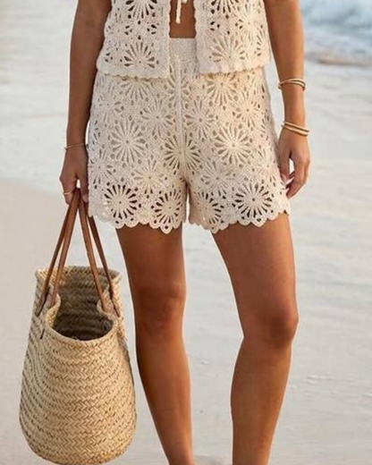 Pick Pink Crochet Knit Short - Mn1125short