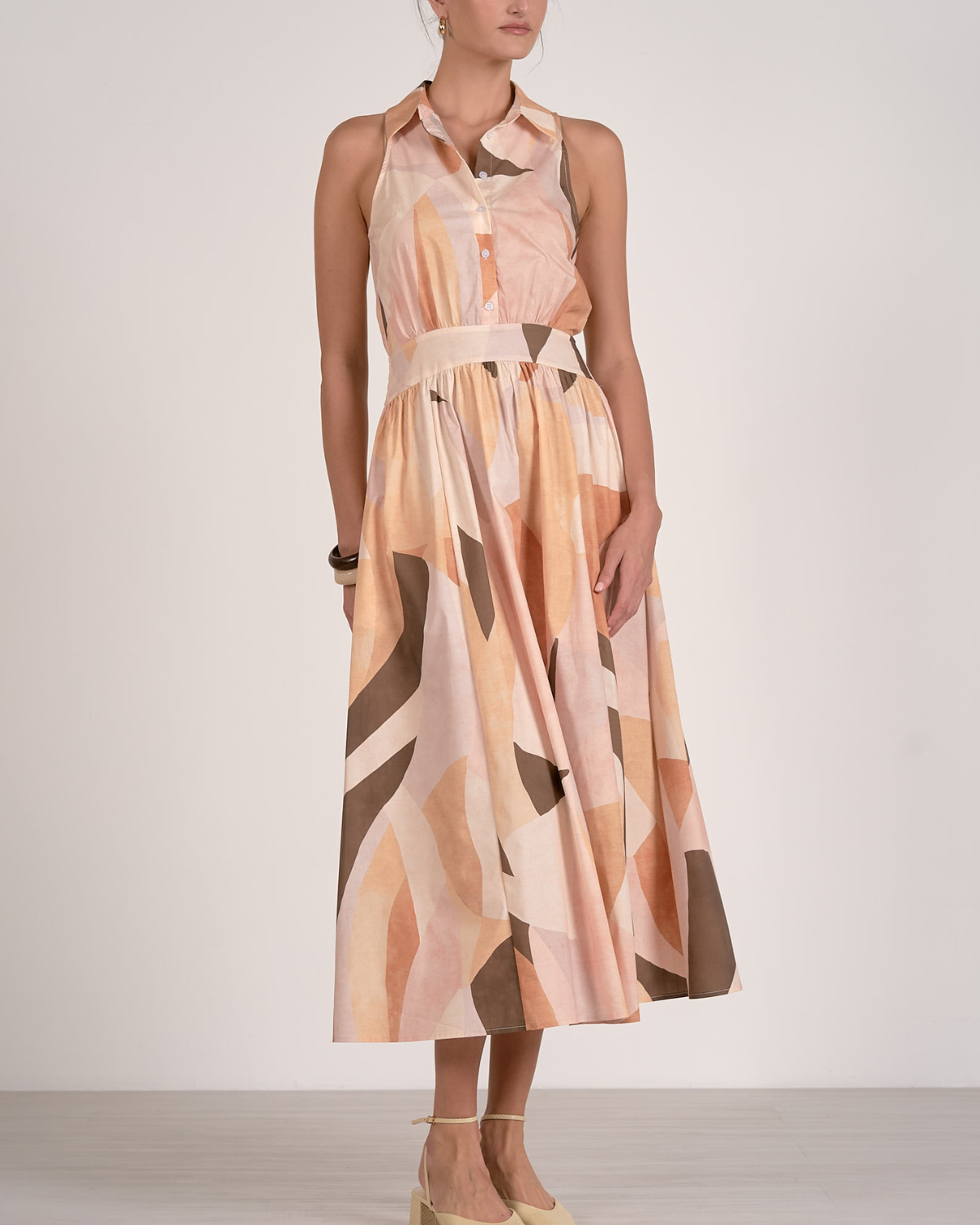 Elan Abstract Print Collared Maxi Dress - PLP50323