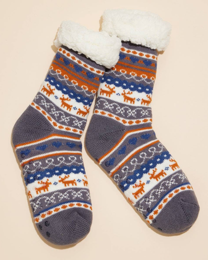 Frem Holiday Reindeer Sherpa Lined Cozy Socks - 4Ds98010