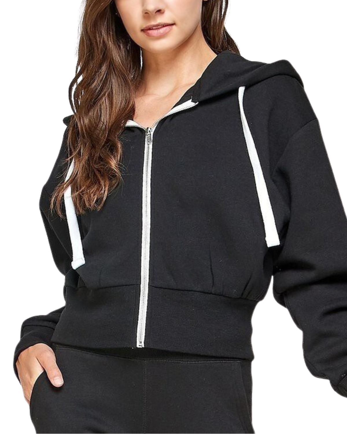 Reflex Cropped Fleece Zip Up Hoodie (More colors available) - JK928