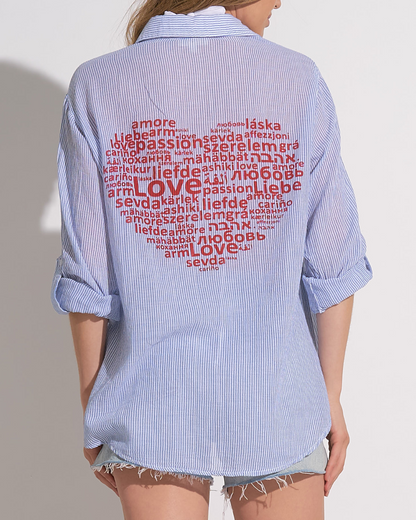 2025 Elan Heart Button Down Cover Up Shirt - VOSP11086