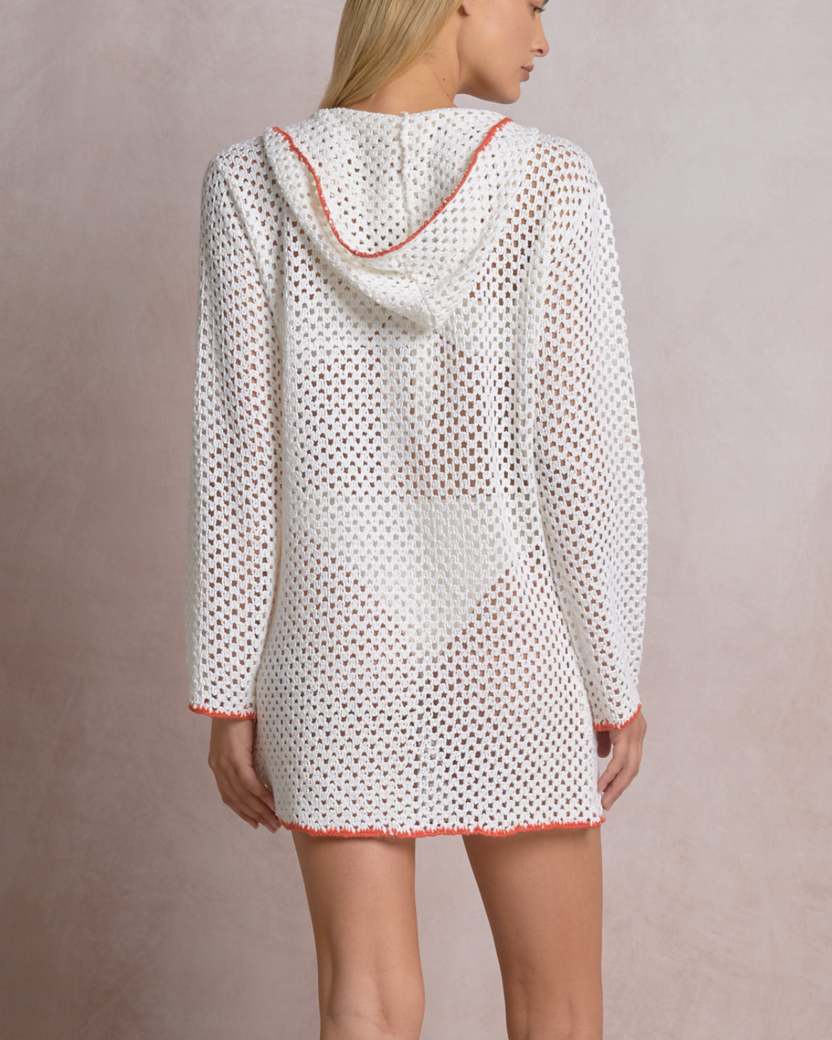 Elan Crochet Hoodie Dress Cover Up - CRT50181