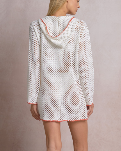 Elan Crochet Hoodie Dress Cover Up - CRT50181