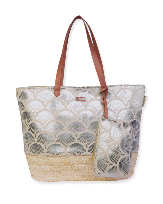 Sun N Sand Jute Linen/Corn Husk Shoulder Tote (More Colors Available) - Ce6624
