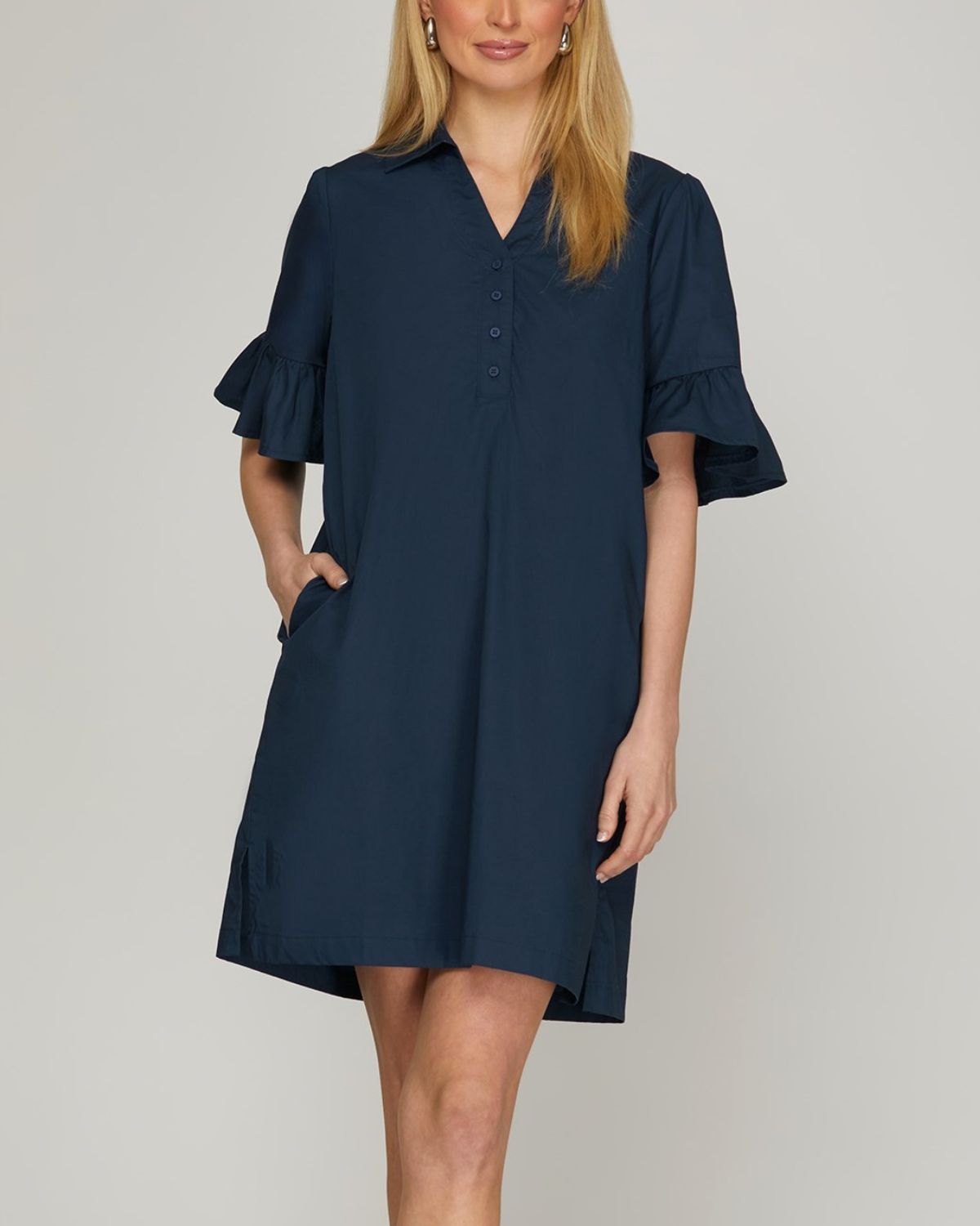 Sung Light Clothing Bell Sleeve Solid Mini Dress (More Colors Available) - LVE2466