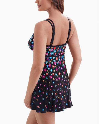 Longitude Flower Trail Long Torso Empire Princess Seam Swim Dress - 684004  (Final Sale, Cannot Be Returned or Exchanged)
