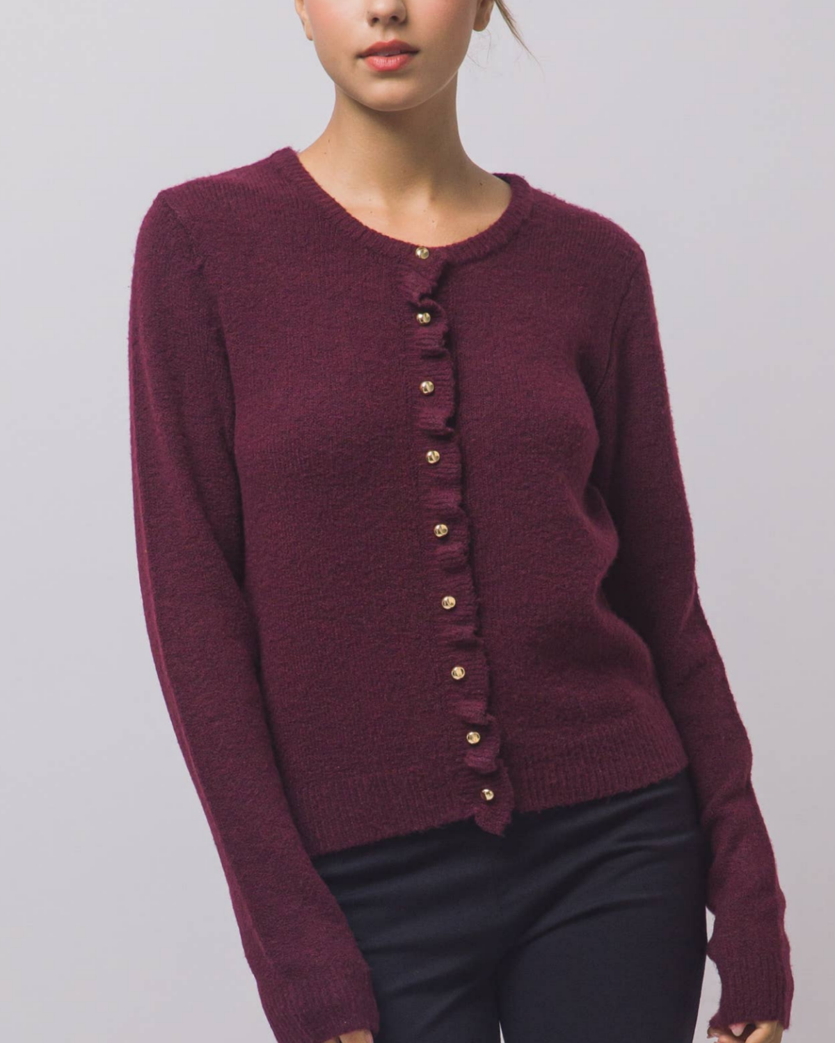 42POPS Ruffle Placket Cardigan - 30333
