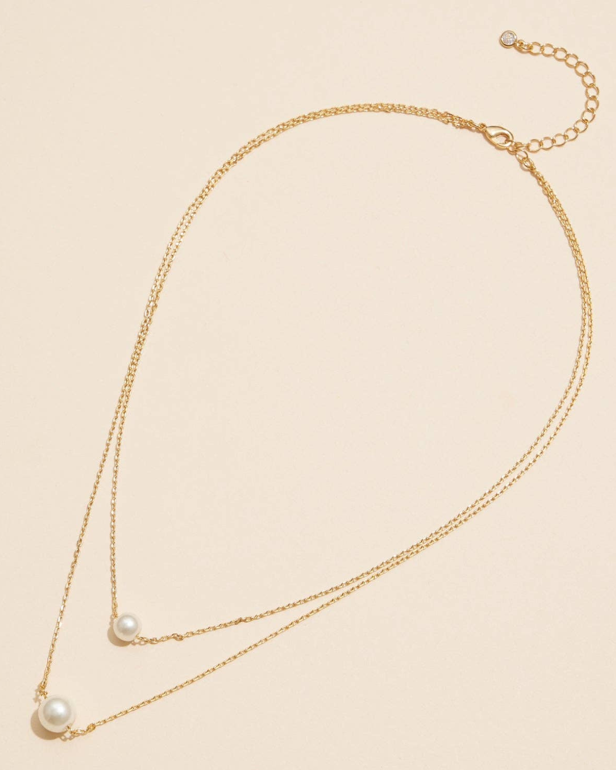 Frem 18K Gold Dipped Double Pearl Layered Necklace (More Options Available) - 4DN18059