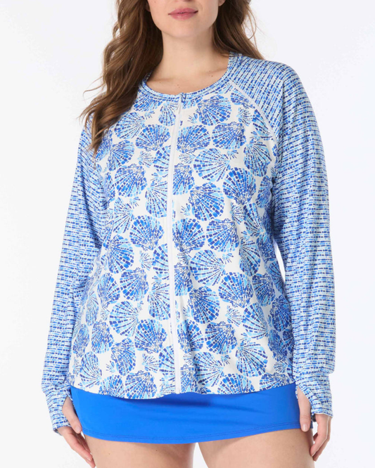 Beach House Swim Women's Plus Shoreline Shells Scarlett Rash Guard - HW6N370