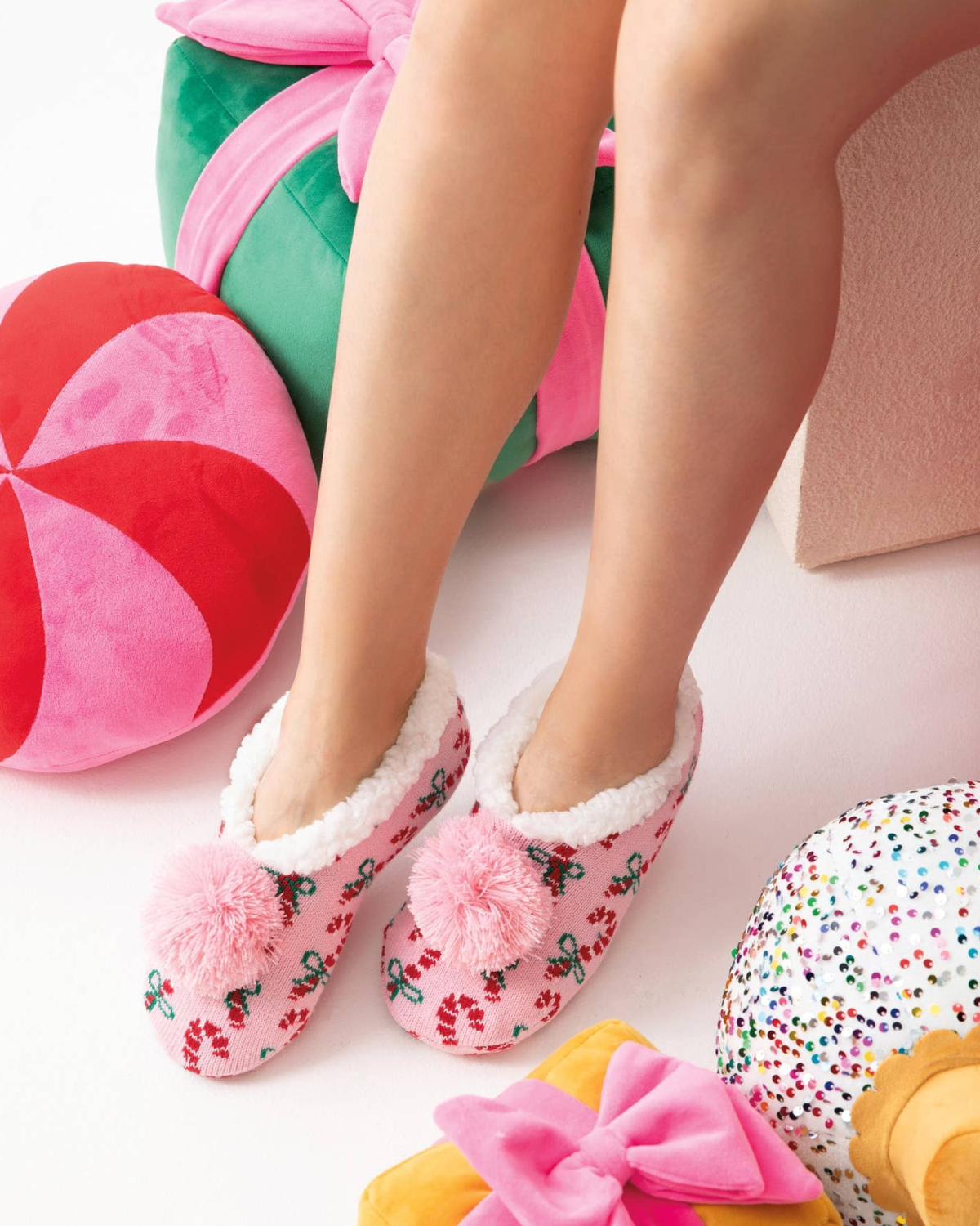 Shiraleah Arya Candy Cane Slippers - 35-97-058