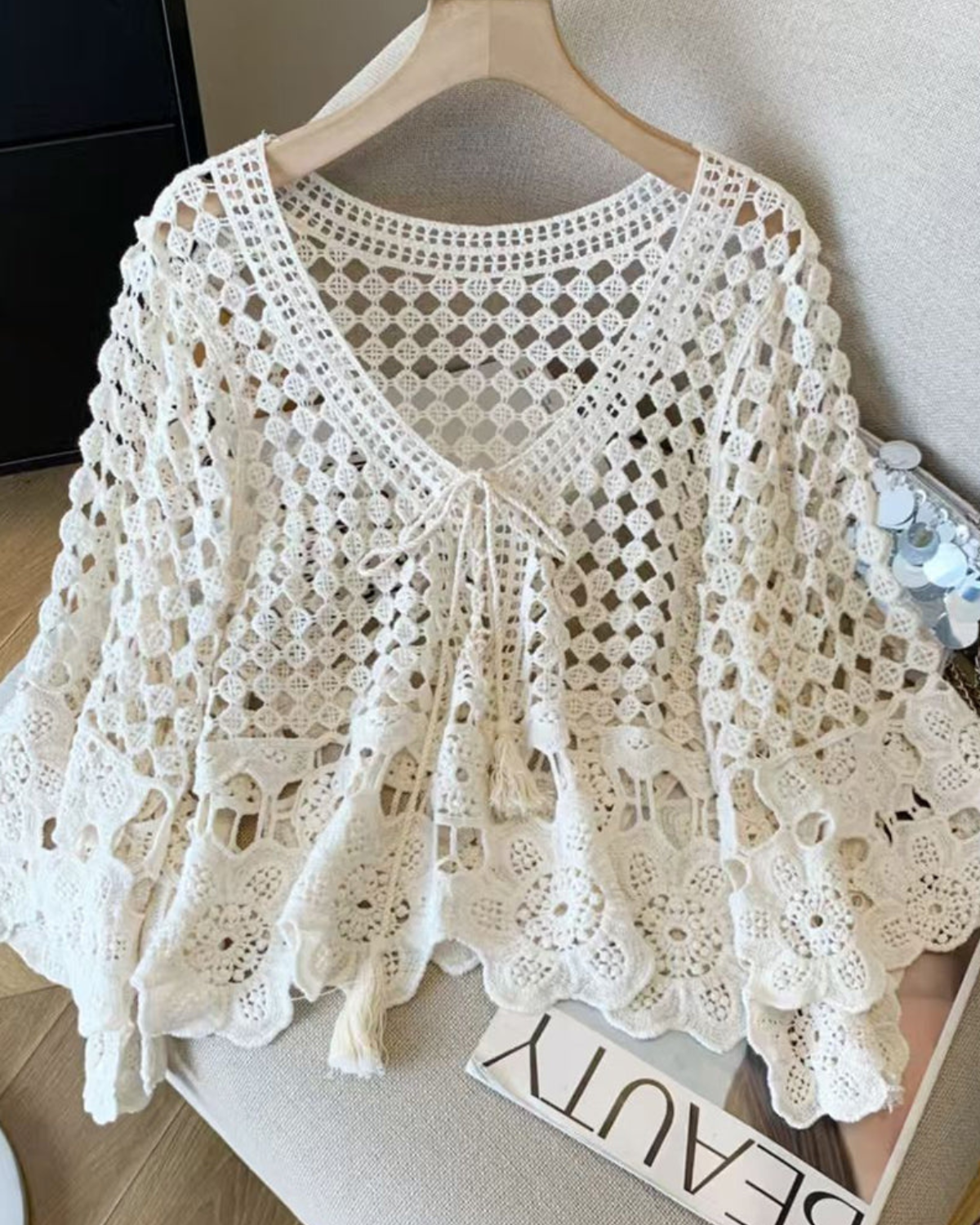 Soli Echo Crochen Open Knit Blouse - Se26jyyl473