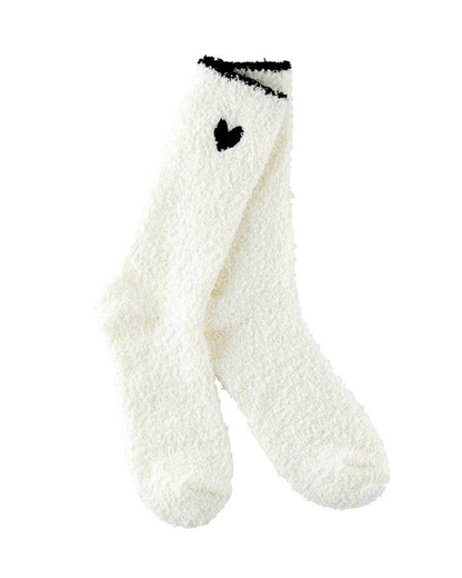 Bella Beauty Cozy Socks Black Trim and Black Heart - N5820